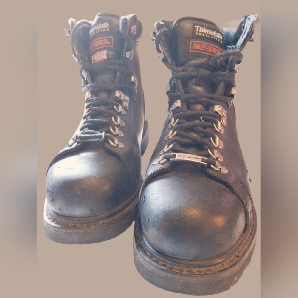 Harley-Davidson Thinsulate Insulated Black Leather Boots - Men's Size 9